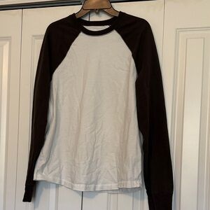 Urban pipeline Brown and White Raglan Long Sleeve Shirt